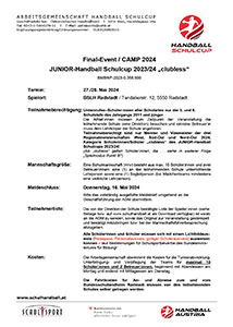 Detailausschreibung Final Event CAMP 2024 JUNIOR Handball-Schulcup 2023/24 CL