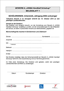 Anmeldeformular AGM Schulhandball Bewerbe 2018/19