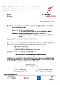 Ausschreibung Kontakt AGM Schulhandball 2019/20