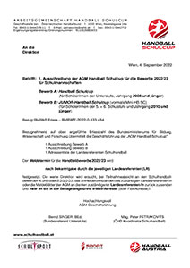 Ausschreibung und Kontakt AGM Schulhandball 2022/23