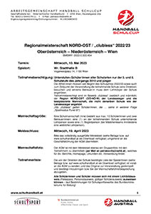 Ausschreibung RMS NORD-OST JUNIOR HBSC 2022/23