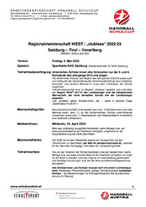 Ausschreibung RMS WEST JUNIOR HBSC 2022/23